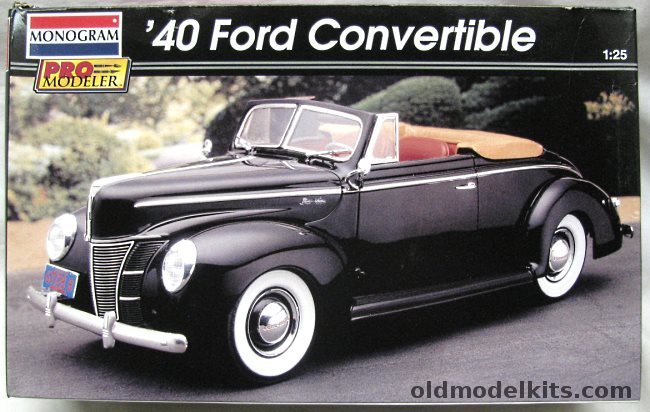 Monogram 1/25 1940 Ford Convertible Pro Modeler Issue - Stock or Custom, 85-5961 plastic model kit